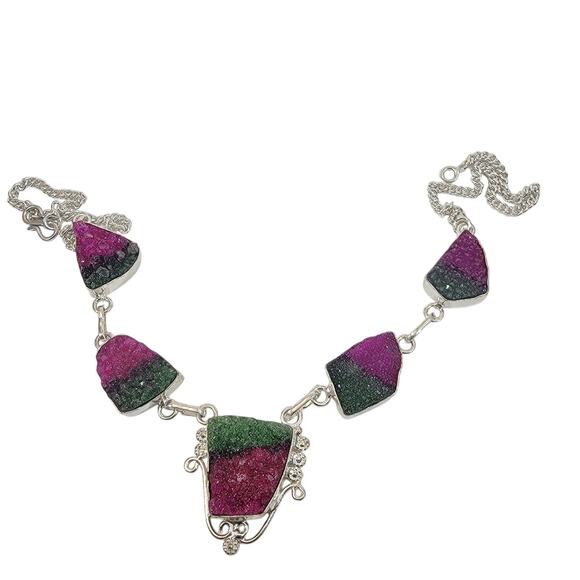 Handmade Tourmaline Crystal Necklace in Sterling Silver Unique Gemstone Jewelry - Picture 1 of 10